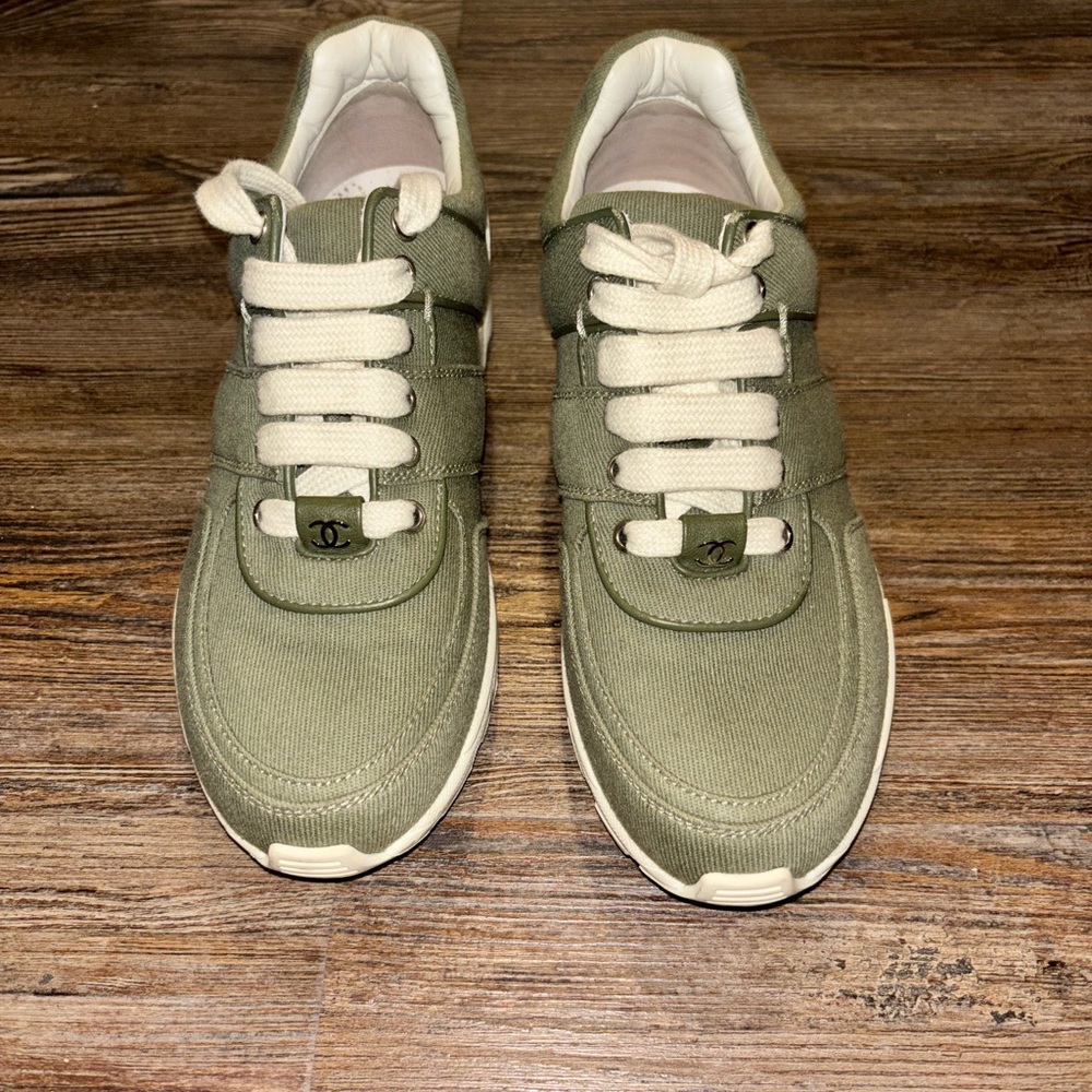 Chanel Olive Green Sneakers